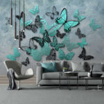 Papel de parede Borboleta azul com manchas pretas