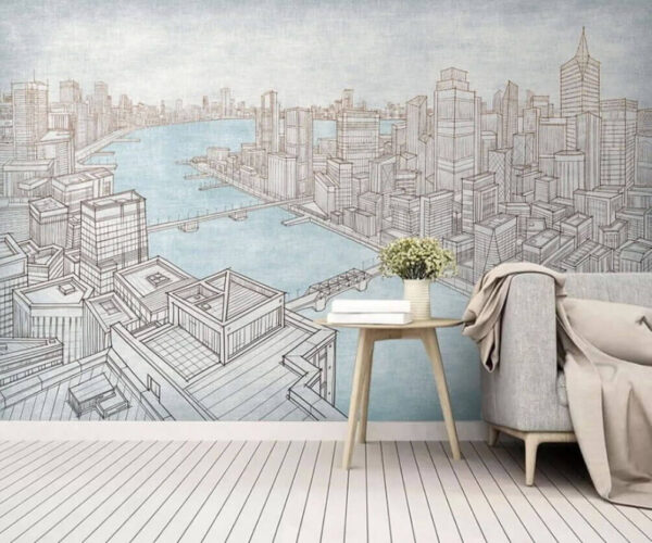 Desenho de uma cidade Papel de parede Desenho de uma cidade