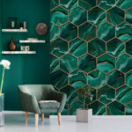 Papel de parede Padrão hexagonal artístico em tons ricos