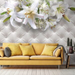 Papel de parede Grupo de flores brancas sobre um fundo branco