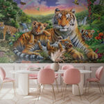 Papel de parede Tigre de pé numa selva