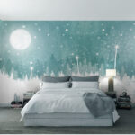 Papel de parede Lua sobre uma floresta de neve