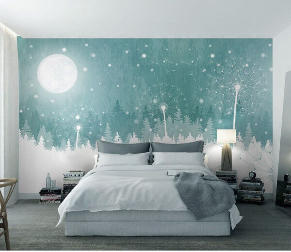 Lua sobre uma floresta de neve Papel de parede Lua sobre uma floresta de neve
