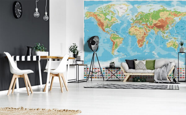 Mapa do mundo com diferentes bandeiras Papel de parede Mapa do mundo com diferentes bandeiras