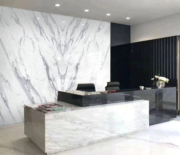 Superfície de mármore branco com linhas pretas Papel de parede Superfície de mármore branco com linhas pretas