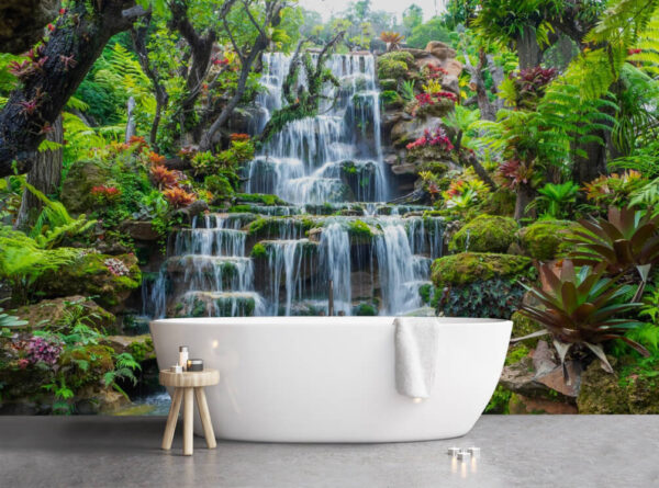 Queda de água num jardim Papel de parede Queda de água num jardim