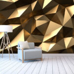 Papel de parede Padrão geométrico facetado em bronze.