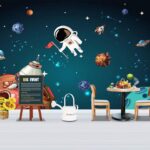 Papel de parede Cena espacial em desenho animado com planetas e estrelas