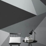 Papel de parede Padrão triangular cinzento e branco