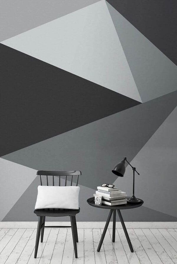 Padrão triangular cinzento e branco Papel de parede Padrão triangular cinzento e branco