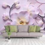 Papel de parede Delicadas orquídeas cor-de-rosa e brancas.