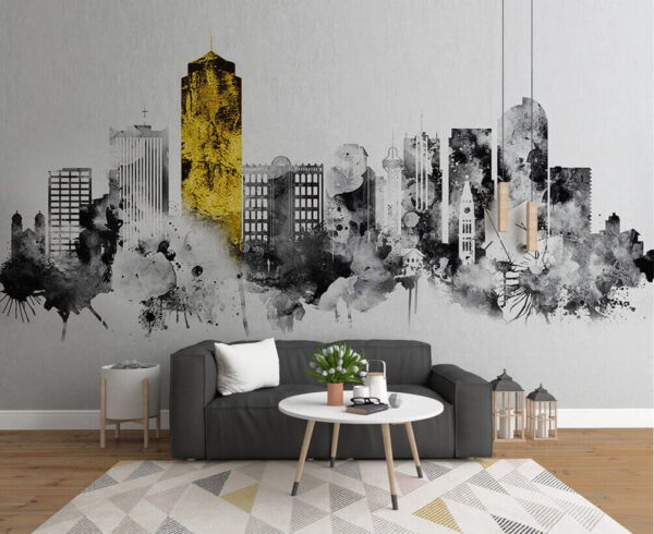 Paisagem urbana a preto e branco Papel de parede Paisagem urbana a preto e branco