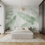 Papel de parede Folhas verdes sobre fundo texturado