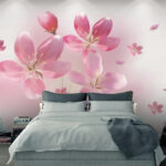 Papel de parede Grupo de flores cor-de-rosa