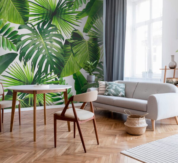 Folhas tropicais vibrantes em exposição Papel de parede Folhas tropicais vibrantes em exposição
