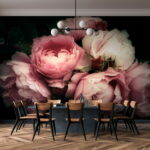 Papel de parede Rosas cor-de-rosa em suave floração.