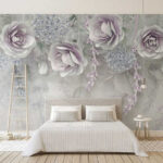 Papel de parede Rosas elegantes em tons monocromáticos.