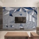 Papel de parede Formas triangulares brancas e azuis