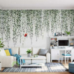 Papel de parede Borboleta e trepadeiras com folhas