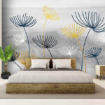 Papel de parede Flores amarelas e azuis
