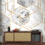 Papel de parede Design elegante com padrão hexagonal em mármore