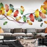 Papel de parede As folhas coloridas dançam em harmonia.