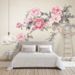 Papel de parede Ramo com flores cor-de-rosa