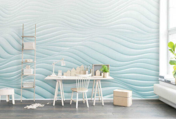 Padrão ondulado branco e azul Papel de parede Padrão ondulado branco e azul