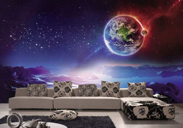 Paisagem alienígena sob a noite estrelada Papel de parede Paisagem alienígena sob a noite estrelada