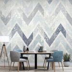 Papel de parede Padrão de chevrons azuis e brancos