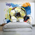 Papel de parede Ilustração vibrante de uma bola de futebol.