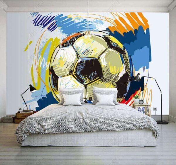 Ilustração vibrante de uma bola de futebol Papel de parede Ilustração vibrante de uma bola de futebol