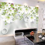 Papel de parede Flores e anéis brancos