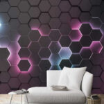 Papel de parede Grupo de hexágonos com cores diferentes
