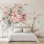 Papel de parede Pintura de flores cor-de-rosa