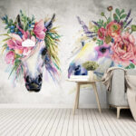 Papel de parede Cavalos adornados com coroas de flores.