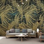 Papel de parede Folhas tropicais com padrões únicos.
