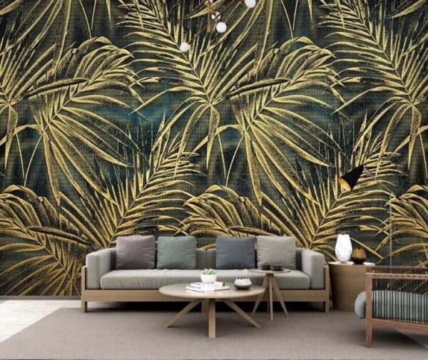 Folhas tropicais com padrões únicos Papel de parede Folhas tropicais com padrões únicos