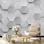 Papel de parede Hexágonos brancos numa parede