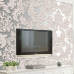 Papel de parede Padrão floral branco e cinzento