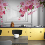 Papel de parede Flores cor-de-rosa num ramo