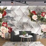 Papel de parede Grupo de flores sobre um fundo branco