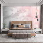 Papel de parede Penas suaves com reflexos cor-de-rosa