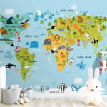 Papel de parede Mapa de África com animais