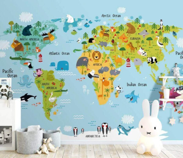 Mapa de África com animais Papel de parede Mapa de África com animais