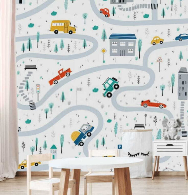 Mapa de carros e edifícios Papel de parede Mapa de carros e edifícios
