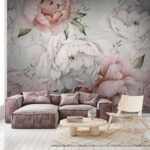 Papel de parede Delicado padrão floral vintage.