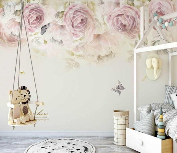 Borboletas e rosas em harmonia Papel de parede Borboletas e rosas em harmonia
