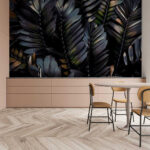 Papel de parede Grupo de folhas pretas