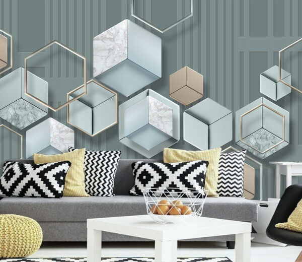 Papel de parede com hexágonos e formas geométricas Papel de parede Papel de parede com hexágonos e formas geométricas
